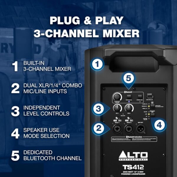 ALTO TS412 - 2500W PA AL PA APOYADO CON EL MEJORADOR DE 3 CANALES, CONTRETE BLUETOOTH, enlace de altavoz inalámbrico, aplicación DSP y ALTO - Imagen 5