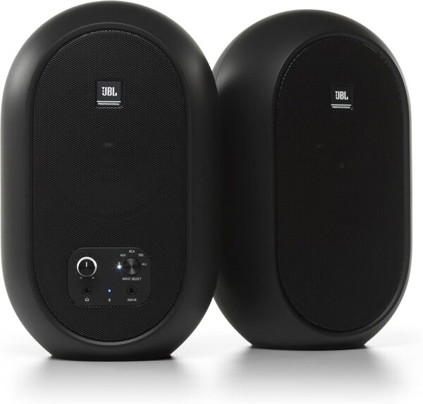 JBL Professional 1 Serie 104-BT Monitores de referencia de escritorio compactos con Bluetooth, negro, vendido como par, altavoz de 4.5 pulgadas