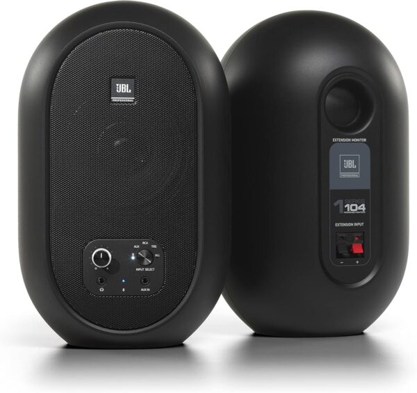 JBL Professional 1 Serie 104-BT Monitores de referencia de escritorio compactos con Bluetooth, negro, vendido como par, altavoz de 4.5 pulgadas - Imagen 2