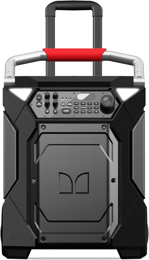 Monster Rockin 'Roller 360 altavoz Bluetooth portátil de interior/exterior | Hasta 240W de 360 ​​grados de sonido y hasta 100 horas de tiempo de juego | Incluye micrófono