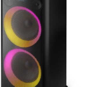 Philips x5206 altavoz de fiesta Bluetooth, portátil con ruedas, emocionante espectáculo de luces, máquina de karaoke con micrófono y entrada de guitarra, potente bajo y subwoofer, tiempo de juego largo, perfecto para eventos al aire libre