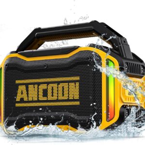 Altavoces Bluetooth Wireless: 80W (pico) Altavoz fuerte con bajo, tiempo de juego de 20 h, impermeable IPX6, grandes altavoces de trabajo de trabajo para el trabajo, al aire libre, taller, garaje, altavoz portátil con subwoofer y tws